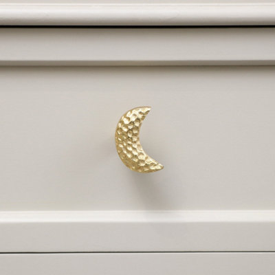 Melody Maison Shiny Gold Hammered Crescent Moon Drawer Knob