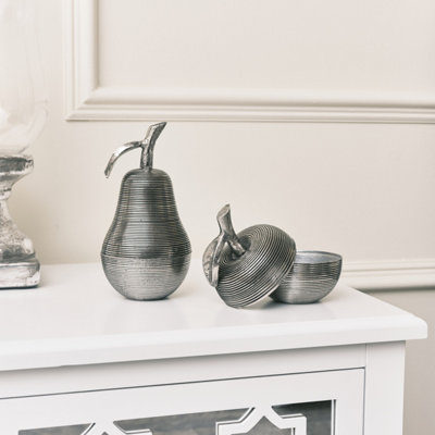 Melody Maison Silver Apple & Pear Storage Ornaments