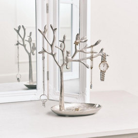 Melody Maison Silver Cat Tree Jewellery Stand