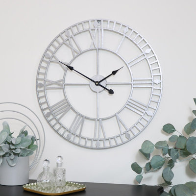 Melody Maison Silver Metal Skeleton Clock 60cm x 60cm