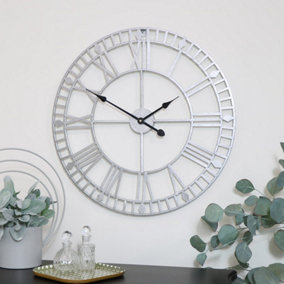 Melody Maison Silver Metal Skeleton Clock 60cm x 60cm