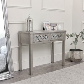Melody Maison Silver Mirrored Console Table / Dressing Table - Sabrina Silver Range
