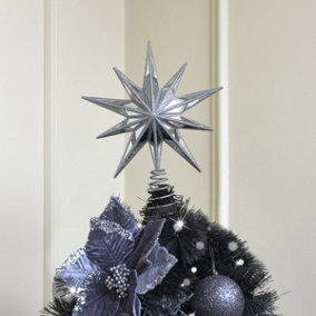 Melody Maison Silver Mirrored Star Tree Topper - 31cm