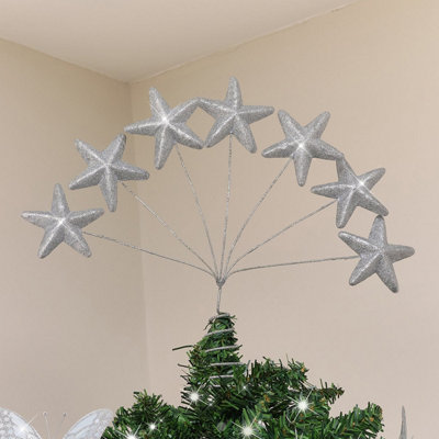 Melody Maison Silver Multi Star Christmas Tree Topper