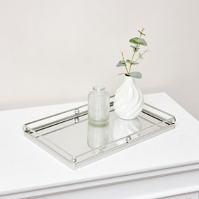 Melody Maison Silver Rectangle Mirrored Display Tray