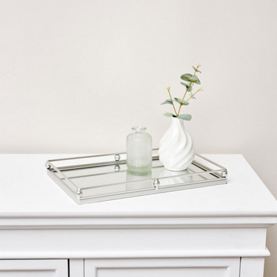 Melody Maison Silver Rectangle Mirrored Display Tray
