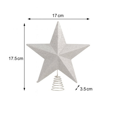 Melody Maison Silver Sparkly Glitter Star Shaped Christmas Tree Topper