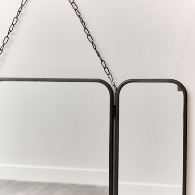Melody Maison Small Black Triple Wall Hanging Mirror - 50cm x 30.5cm