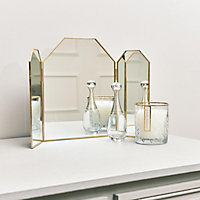 Melody Maison Small Gold Triple Dressing Table Mirror 41cm x 25.5cm