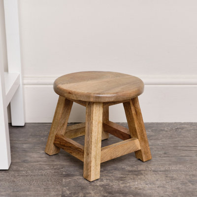 Melody Maison Small Mango Wood Round Stool 24cm
