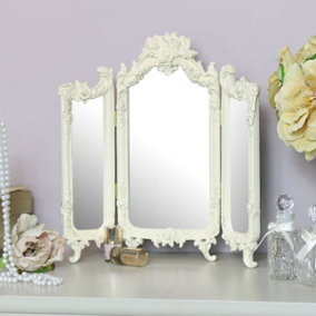 Melody Maison Small Ornate Rose Triple Mirror  - 38cm x 38cm