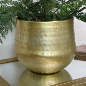 Melody Maison Small Round Gold Patterned Planter