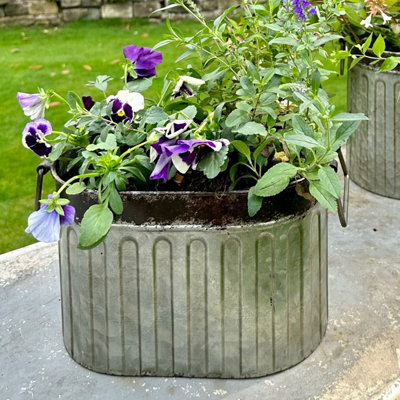 Melody Maison Small Rustic Metal Bucket Planter Pot