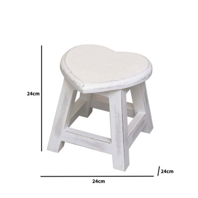 Melody Maison Small White Mango Wooden Heart Stool