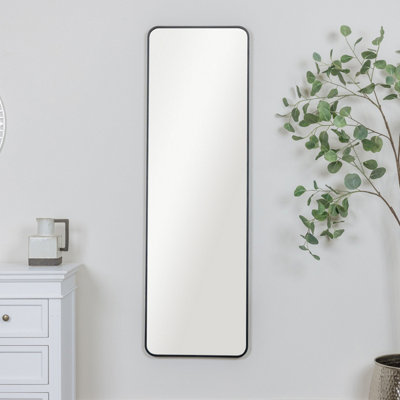 Melody Maison Tall Black Curved Framed Wall / Leaner Mirror 145cm x 45cm