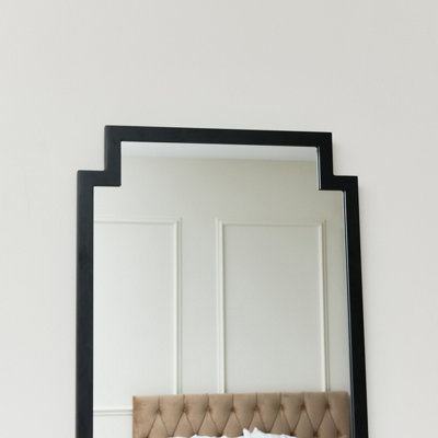 Melody Maison Tall Black Framed Art Deco Wall Mirror 50cm x 150cm