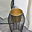 Melody Maison Tall Black & Gold Wire Planter Pot Stand - 45cm