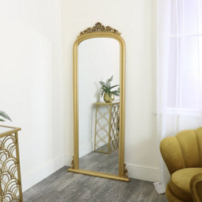 Melody Maison Tall Gold Ornate Vintage Wall / Leaner Mirror 80cm x 180cm