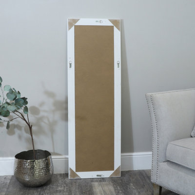 Melody Maison Tall / Long White Ornate Wall / Leaner Mirror 47cm x 142cm