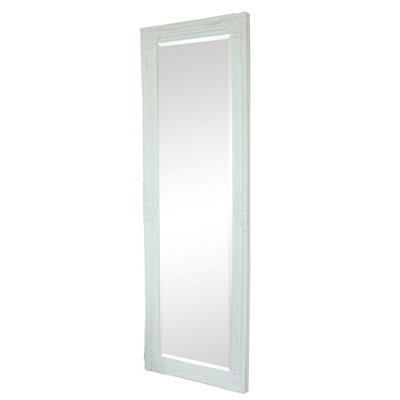 Melody Maison Tall / Long White Ornate Wall / Leaner Mirror 47cm x 142cm