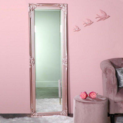 Melody Maison Tall Ornate Rose Gold Pink Mirror 47cm x 142cm