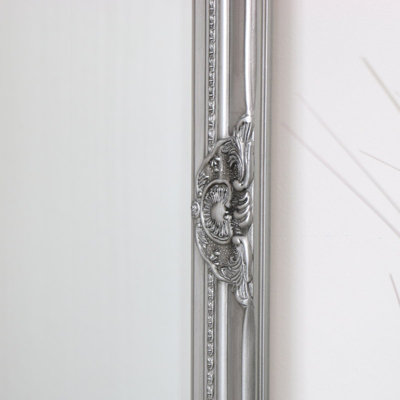 Melody Maison Tall Silver Ornate Bevelled Mirror 47cm x 142cm