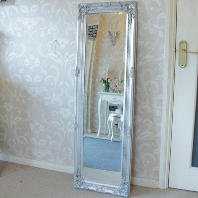 Melody Maison Tall Silver Ornate Mirror 47cm x 142cm