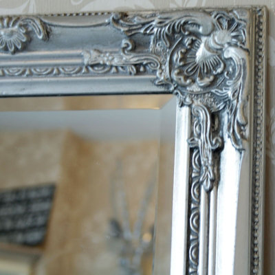 Melody Maison Tall Silver Ornate Mirror 47cm x 142cm