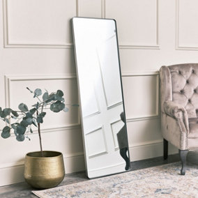 Melody Maison Tall Silver Thin Framed Wall / Floor / Leaner Mirror 47cm x 142cm