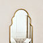 Melody Maison Tall Slim Gold Arch Wall Mirror 133cm x 38cm