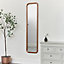 Melody Maison Tall Wooden Curved Framed Wall Mirror - 160cm x 40cm