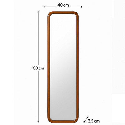 Melody Maison Tall Wooden Curved Framed Wall Mirror - 160cm x 40cm