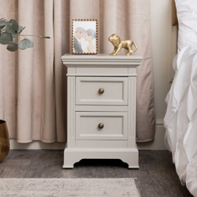 Melody Maison Taupe-Grey Two Drawer Bedside Table - Daventry Taupe-Grey Range