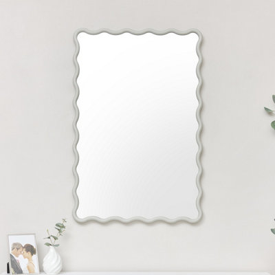 Melody Maison Taupe Grey Wave Framed Wall Mirror 90cm x 60cm