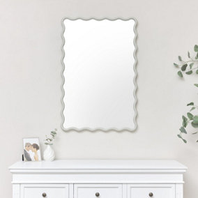 Melody Maison Taupe Grey Wave Framed Wall Mirror 90cm x 60cm
