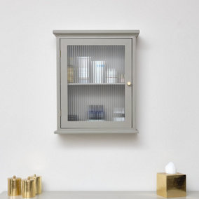 Melody Maison Taupe Reeded Glass Fronted Wall Cabinet