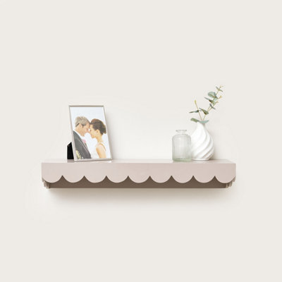 Melody Maison Taupe Scalloped Wall Storage Shelf - 61cm