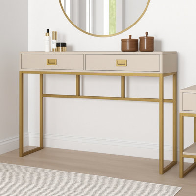 Melody Maison Taupe Two Drawer Console / Dressing Table - Elle Stone Range