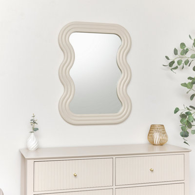 Melody Maison Taupe Wavy Framed Wall Mirror - 85cm x 60cm
