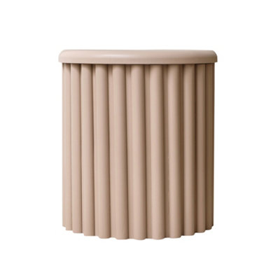 Melody Maison Taupe Wooden Fluted Storage Stool / Side Table