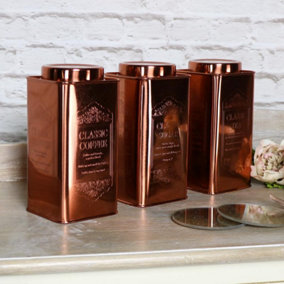 Melody Maison Vintage Copper Tea, Coffee, Sugar Storage Canisters