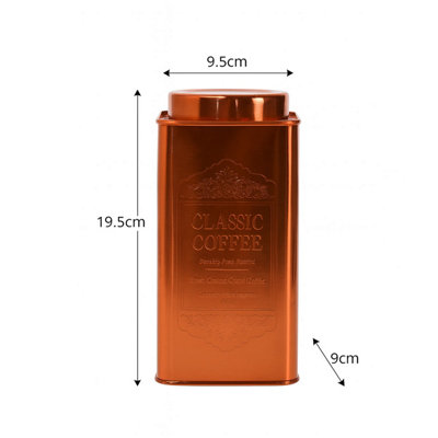 Retro Vintage Copper & Stainless Steel Tea Coffee Sugar Canisters Set - Airtight Lids (3 Jars) 8 thumbnail image