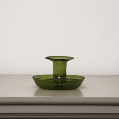 Melody Maison Vintage Dark Green Glass Round Candlestick Holder