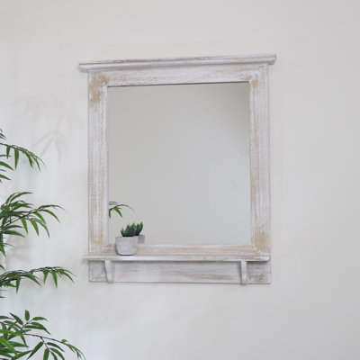 Melody Maison Washed Wooden Frame Wall Mirror 62cm x 70cm