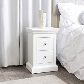 Melody Maison White 2 Drawer Bedside Table - Slimline Haxey White Range