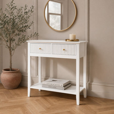 Melody Maison White 2 Drawer Console / Dressing Table - Hales White Range