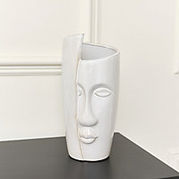 Melody Maison White Ceramic Asymmetrical Face Vase