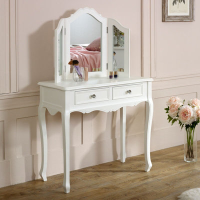 White table deals top mirror