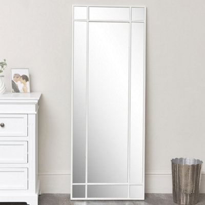 Melody Maison White Framed Art Deco Wall / Leaner Mirror 142 cm x 54 cm