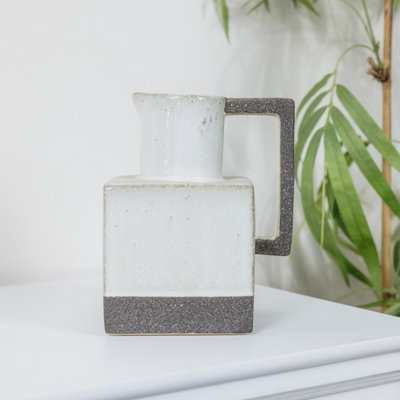 Melody Maison White & Grey Ceramic Speckled Square Jug